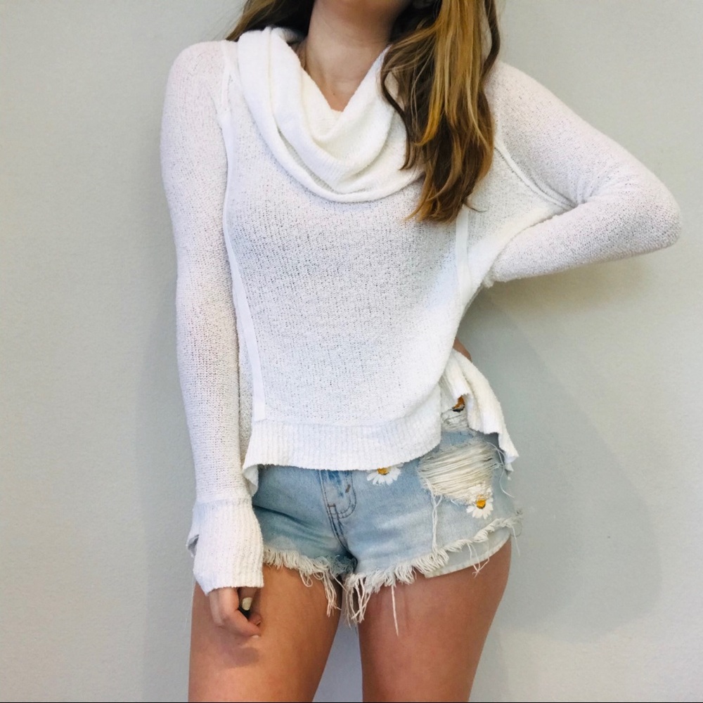 Free People white knit turtleneck white sweater - Picture 4 of 6